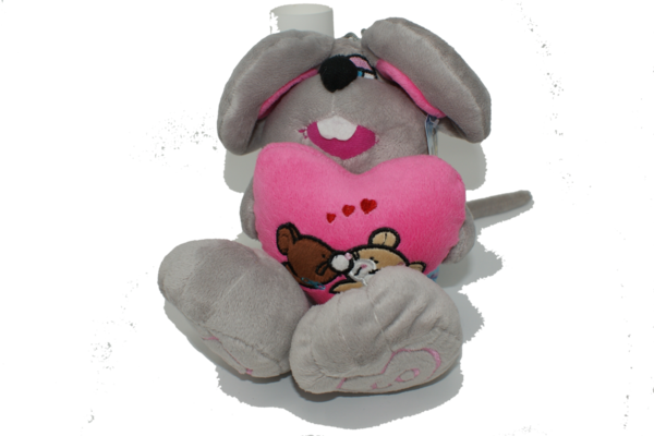 Plüschmaus Süße Maus mit rosa Herz und Latzhose - 40cm