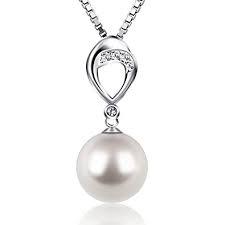 D.Perla Silber Halskette Perle Schmuck Damen 925er Muscheln Perle Anhänger Tropfen