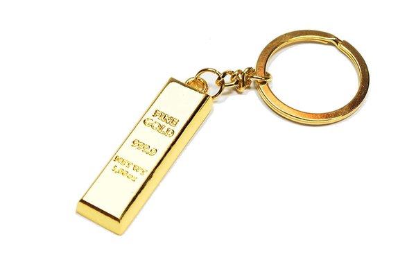 Schlüsselanhänger Goldbarren 999er Fine Gold (Imitat)