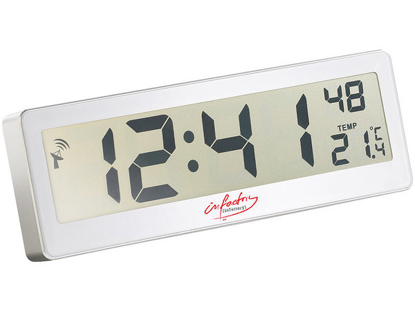 Geschenk-Idee -Funkuhr mit riesigem XXL-LCD-Display und Temperatur-Anzeige