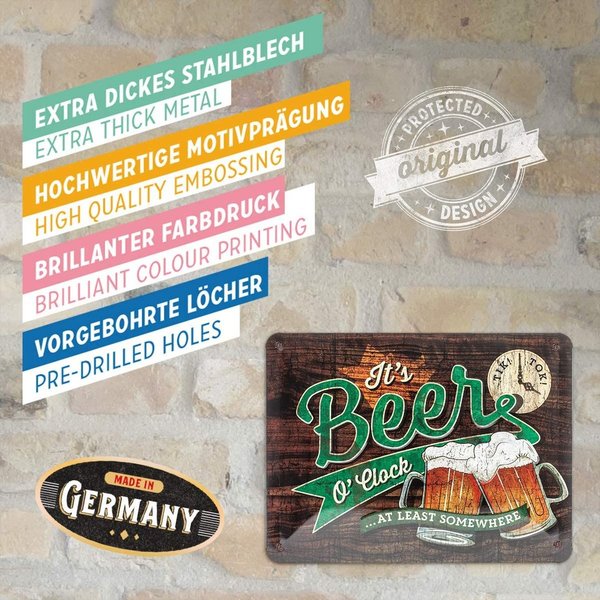Nostalgic-Art Retro Blechschild Open Bar – Beer O' Clock Glasses