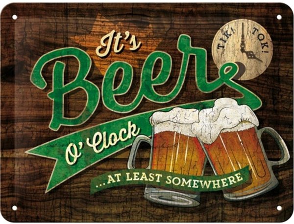 Nostalgic-Art Retro Blechschild Open Bar – Beer O' Clock Glasses