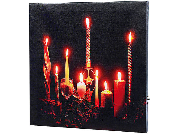 LED-Leinwandbild "Advent" mit Kerzenflackern