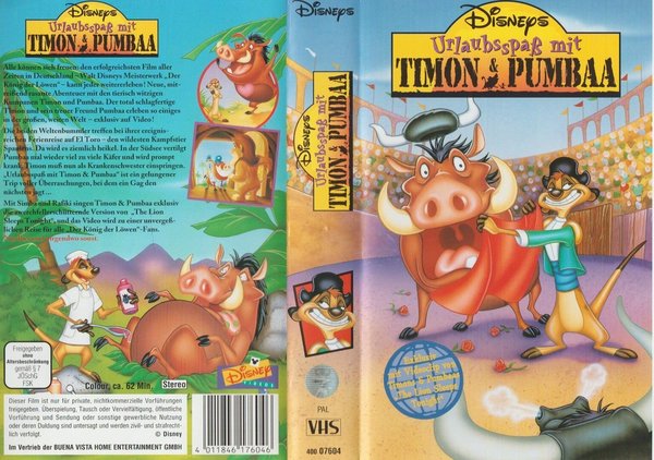 VHS - Disney Urlaubspaß mit Timon & Pumpaa it Hologramm - Gebraucht